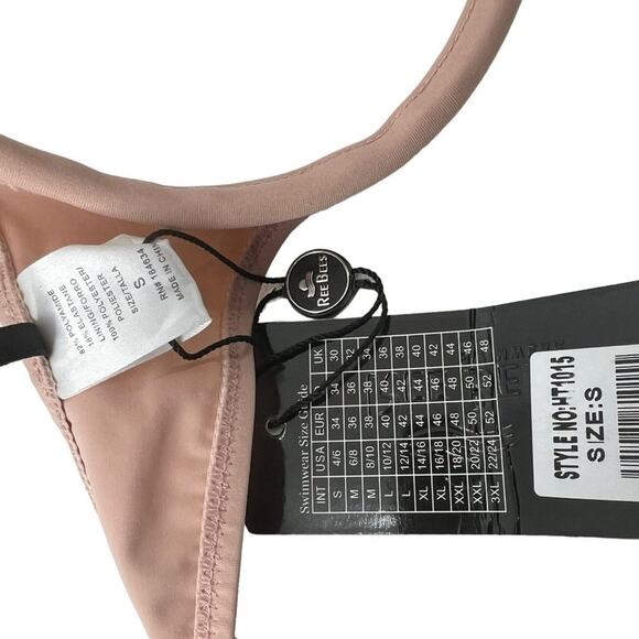 Ree Bees Swimwear Powder Pink Clamshell Bikini Top Tie Womens Size Small - Picture 4 of 5